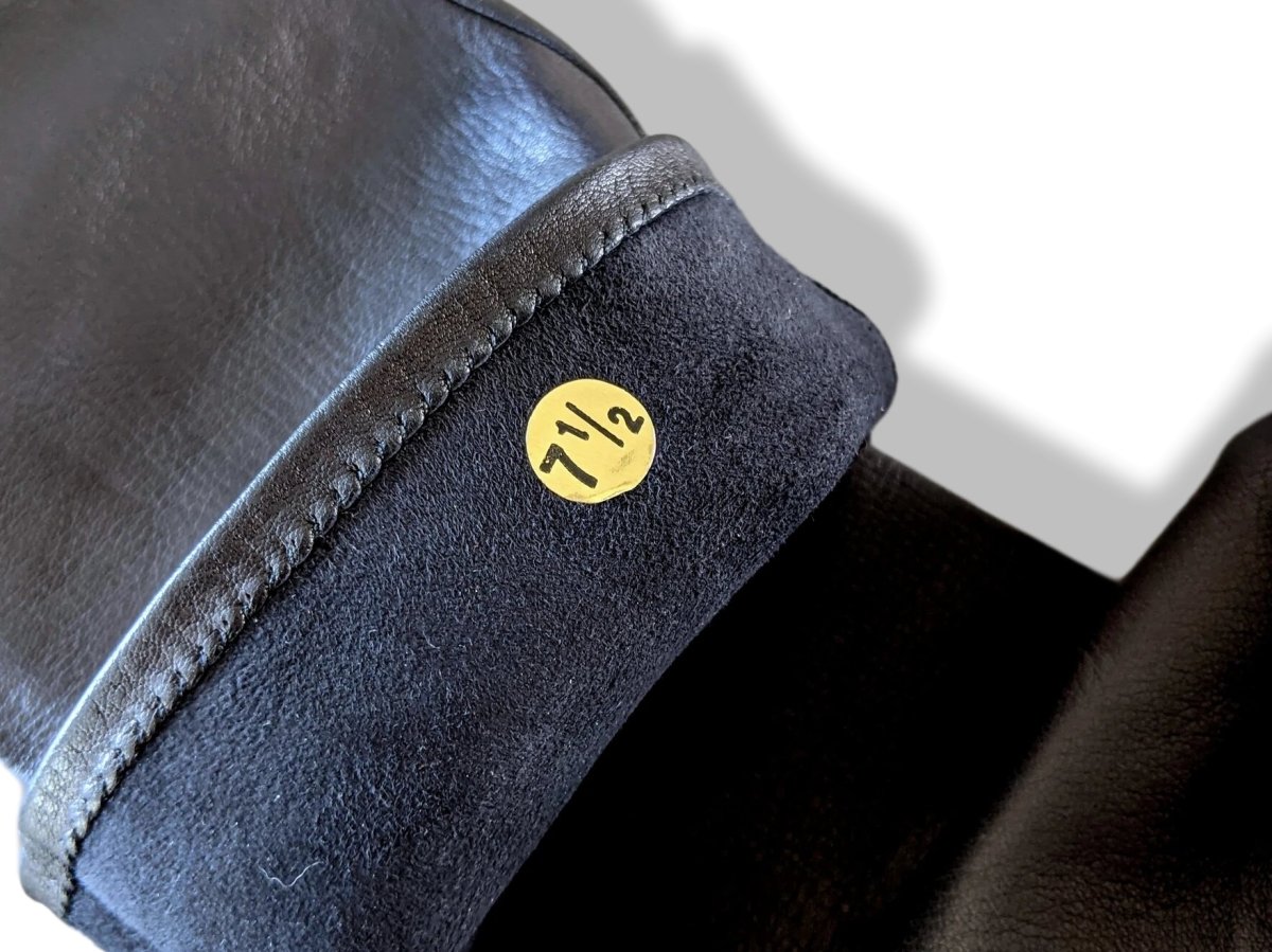 Hermes [GL24] Sexy Chic Women's Noir Glace Lambskin Xtra Long GANTS FEMME SOIREE Opera Gloves Sz7.5, New! - poupishop