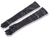 Hermes [GL24] Sexy Chic Women's Noir Glace Lambskin Xtra Long GANTS FEMME SOIREE Opera Gloves Sz7.5, New! - poupishop
