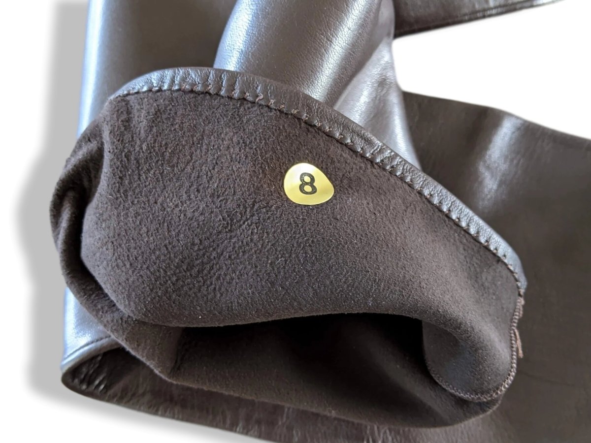 Hermes [GL25] Women's Moka Glace Lambskin Xtra Long GANTS FEMME SOIREE XTRA LONG Evening Opera Gloves Sz8, New! - poupishop