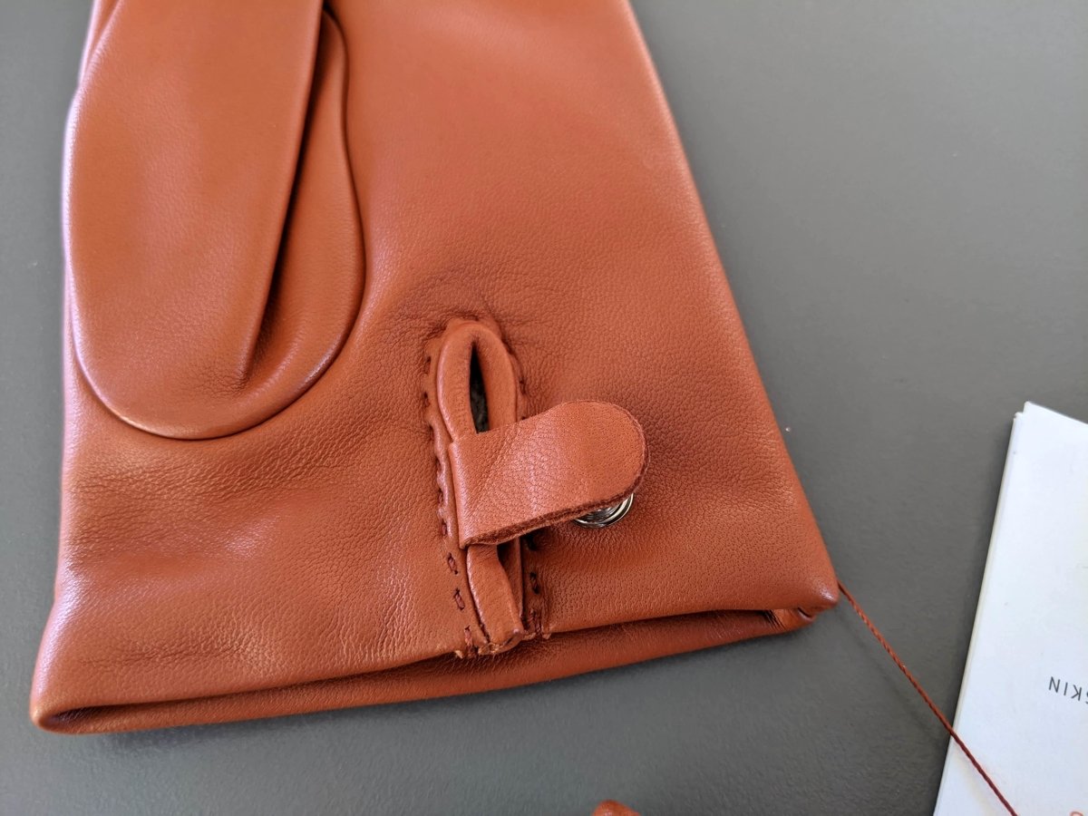 Hermes [GL29] Women's Brique Agneau PIQURE H STYLISE GANTS FEMME Gloves, BNWT! - poupishop