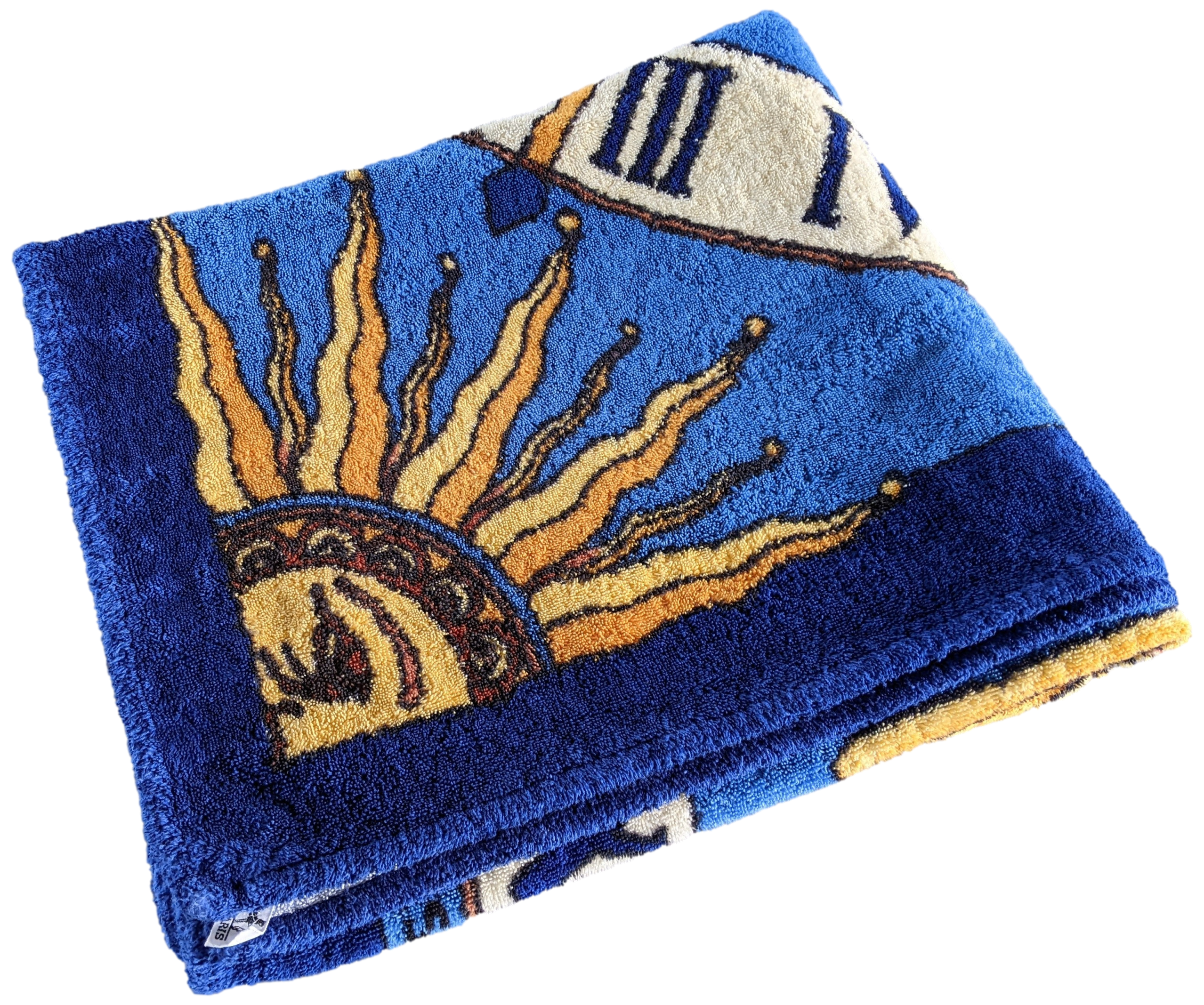 Produits Hermes Marine/Or "Gloria Soli" Sun Terry Beach Towel 150 x 90 cm