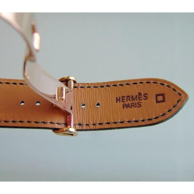 Hermes Gold 750 Clipper Reserve de Marche Automatic Or GML Alligator Watch, NIB! - poupishop