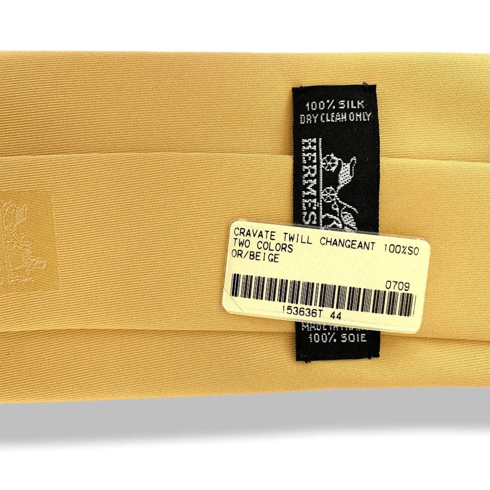 Hermes Gold Beige Changeante TWO COLORS 100% Silk Tie 8cm, NWT in Pochette! - poupishop