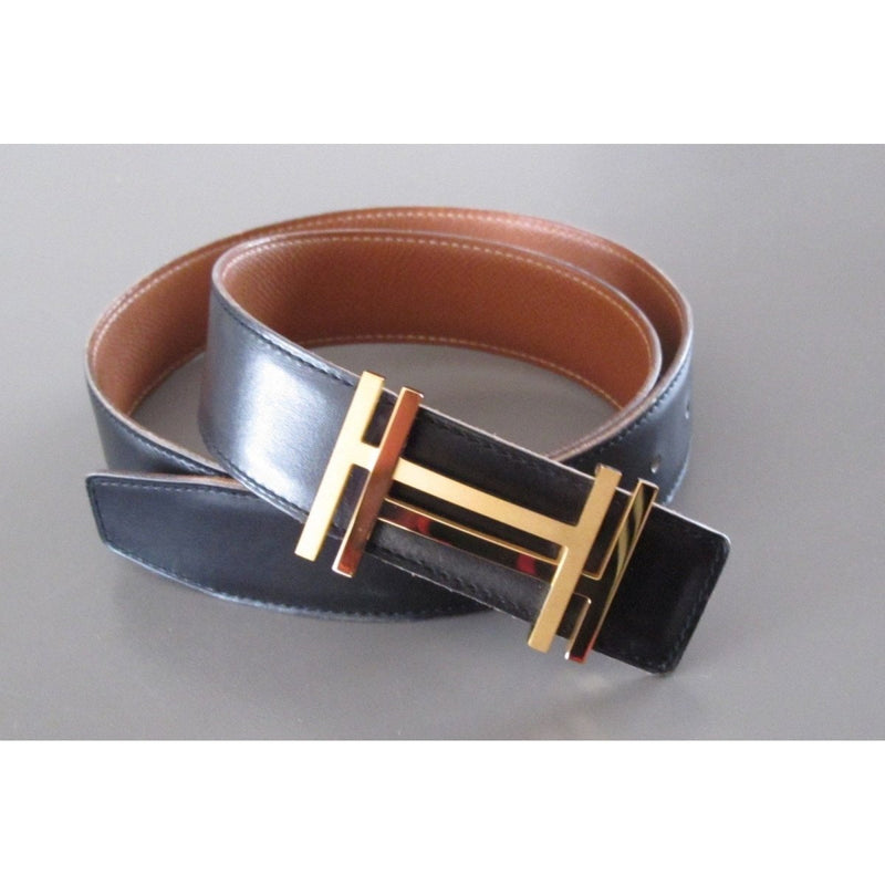 H au Carre belt buckle & Leather strap 32 mm