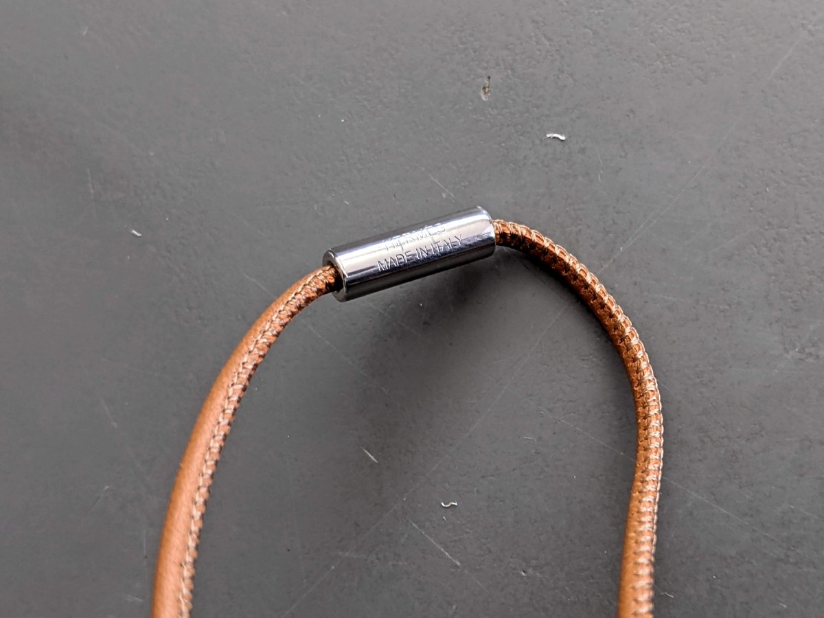 Hermes Gold Swift Leather/Palladium PENDANT CURIOSITE NECKLACE, BNIB! - poupishop