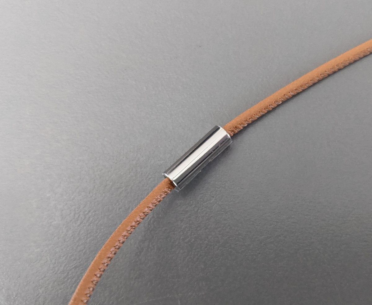 Hermes Gold Swift Leather/Palladium PENDANT CURIOSITE NECKLACE, BNIB! - poupishop