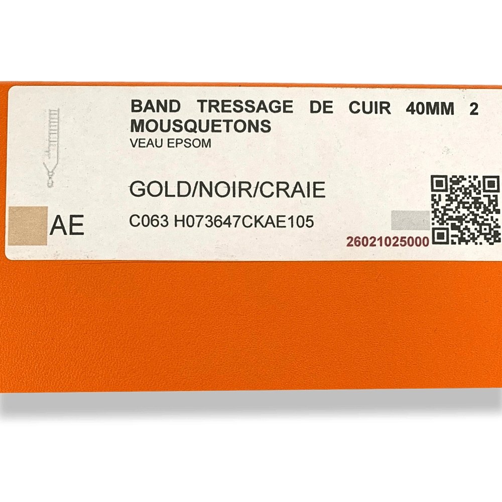 Hermes Gold/Noir/Craie Epsom SANGLE TRESSAGE 40 MM AG Bag Strap 105, NWTIB! - poupishop