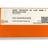 Hermes Gold/Noir/Craie Epsom SANGLE TRESSAGE 40 MM AG Bag Strap 105, NWTIB! - poupishop