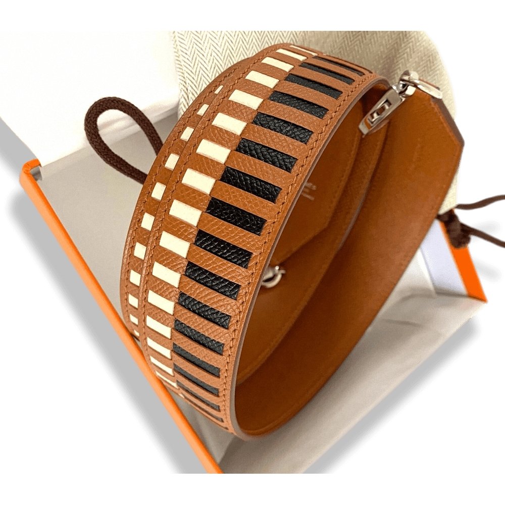 Hermes Gold/Noir/Craie Epsom SANGLE TRESSAGE 40 MM AG Bag Strap 105, NWTIB! - poupishop