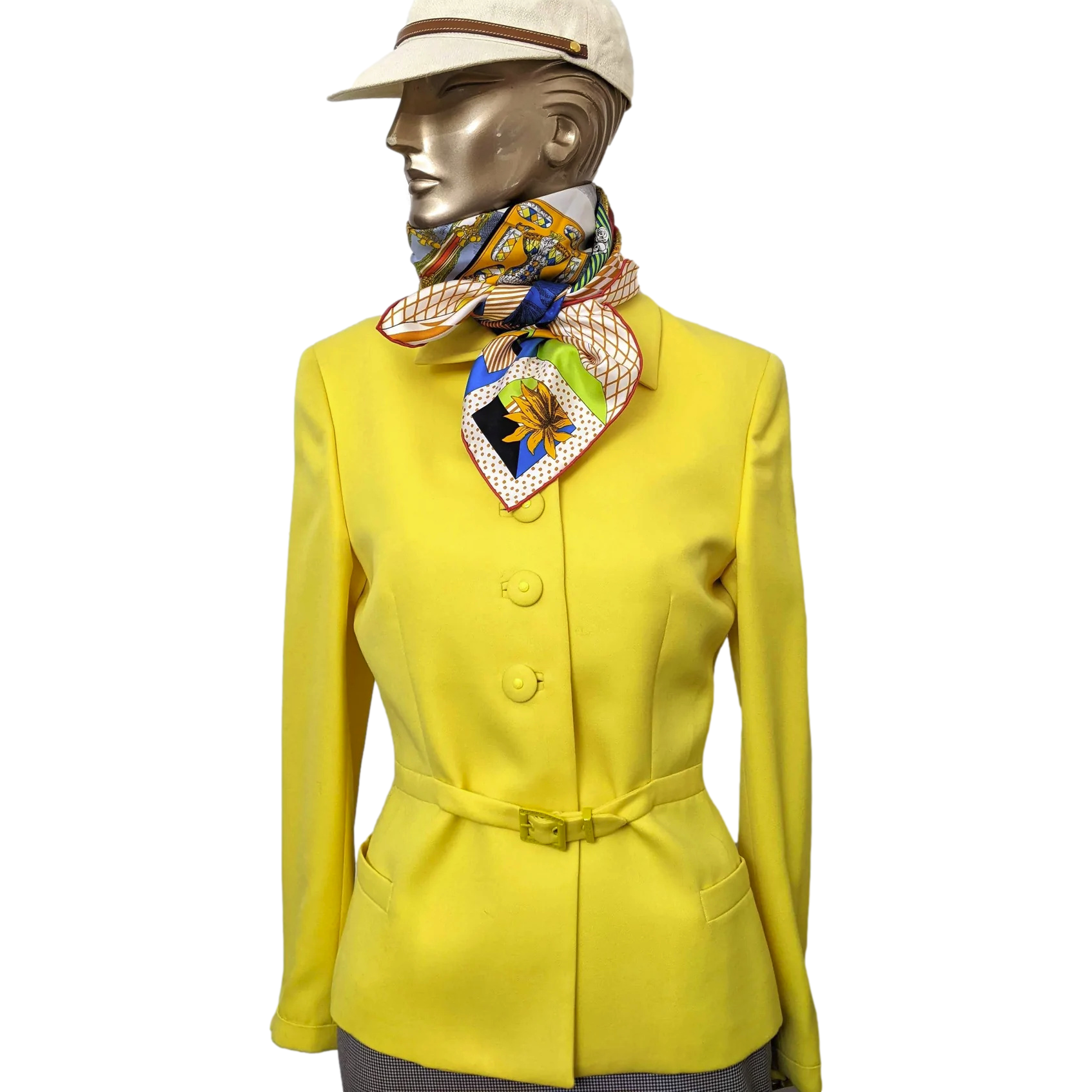 Hermes [C210] Jaune d'Or/Vert Fluo Clair "Grand Theatre Nouveau" by Gianpaolo Pagni Twill Silk Carre 90cm