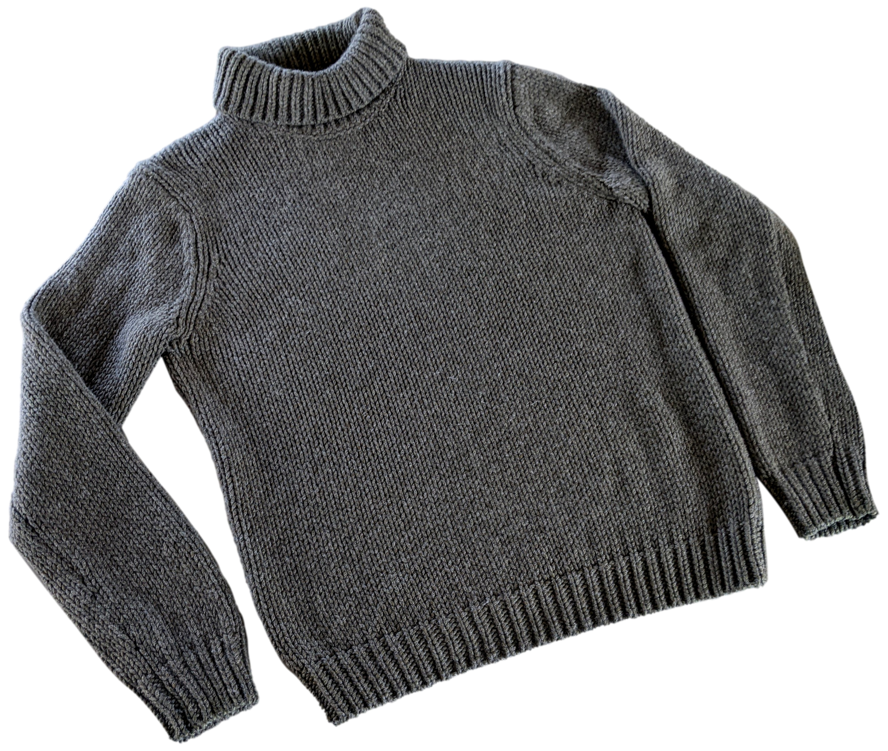 Produits Hermes Gris-Vert 100% Cashmere Turtleneck Chunky Knit Sweater SzXXL