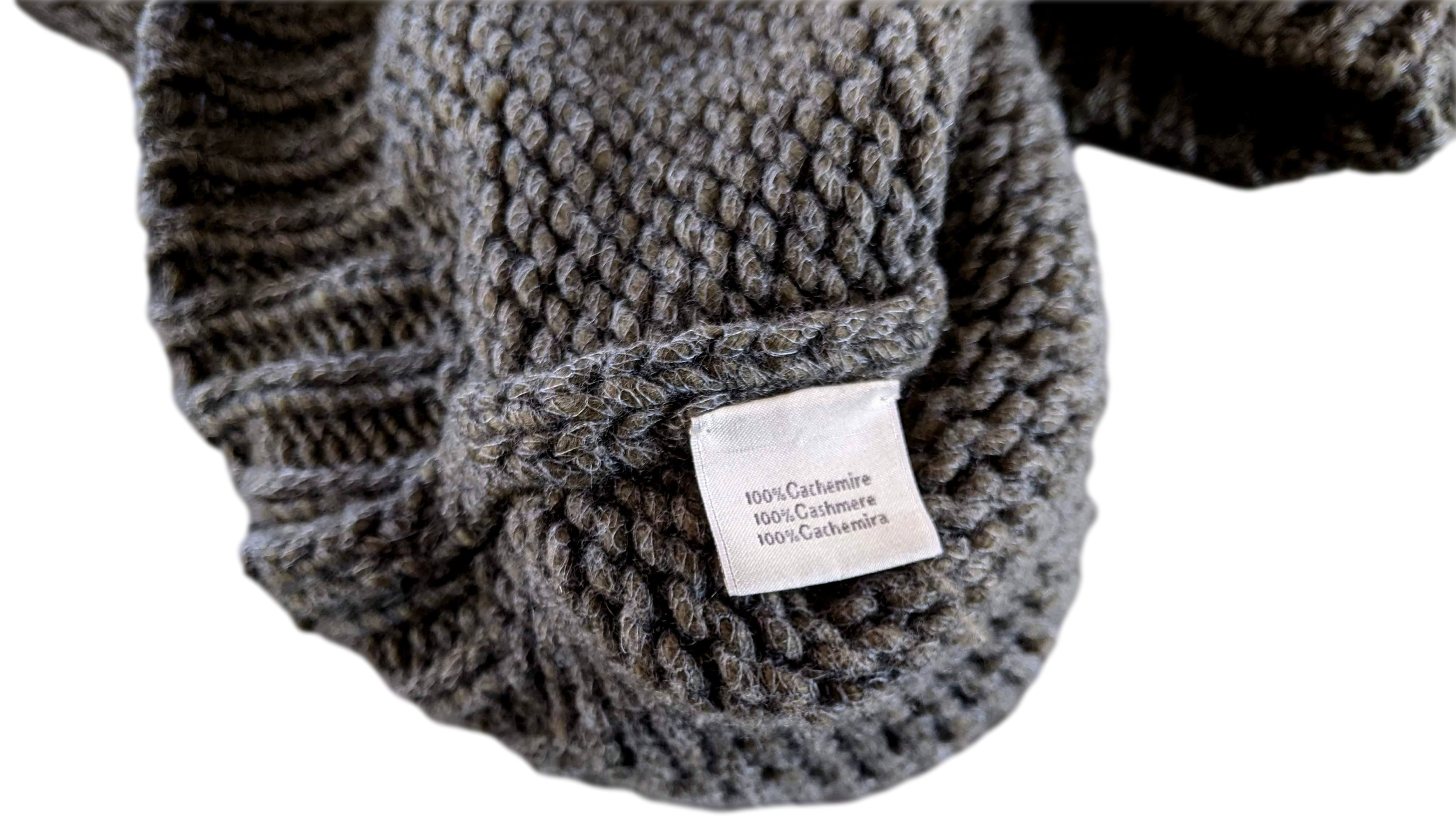 Produits Hermes Gris-Vert 100% Cashmere Turtleneck Chunky Knit Sweater SzXXL