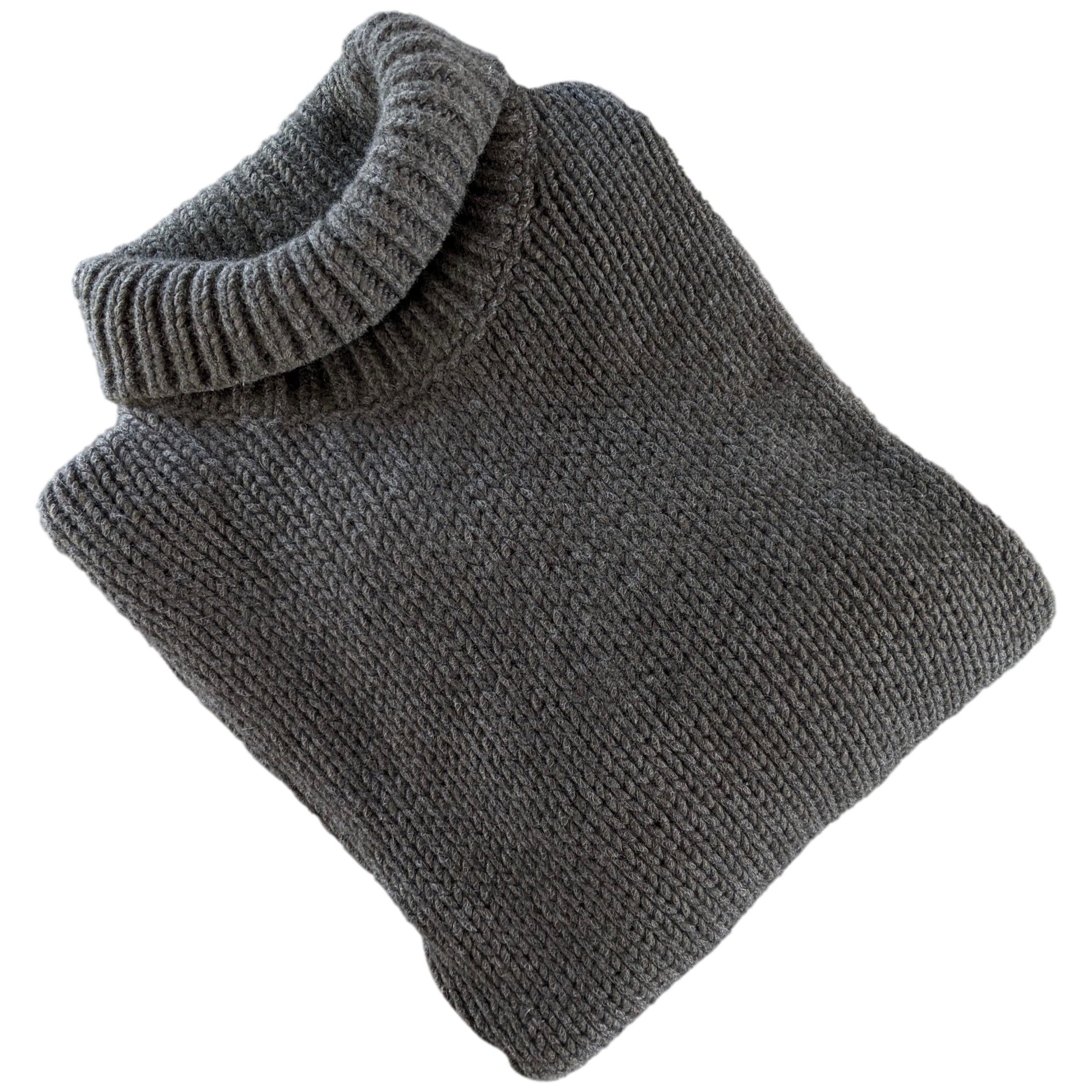 Produits Hermes Gris-Vert 100% Cashmere Turtleneck Chunky Knit Sweater SzXXL