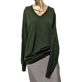 Hermes Men's Vert Chasse 100% Cashmere Classic V-Neck Sweater SzXXL
