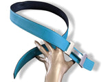 Hermes Green-Turquoise/Very Dark Blue Epsom Reversible Strap Belt 42 MM Sz 100, Used! - poupishop