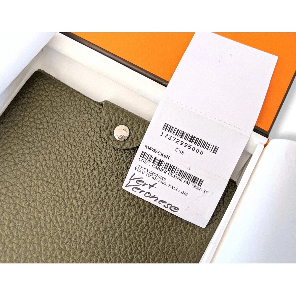 Hermes Green Veronese Togo Calfskin ULYSSE PM NoteBook Cover, NWTiB! - poupishop