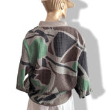 Hermes Green/Grey/Blue/Brown Double Plisse Bomber Jacket SzL, BNEW! - poupishop