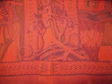 Hermes Grenaline/Corail/Rouge LA DANSE DU CHEVAL DE MARWARI by Annie Faivre Dip Dye Surteint Silk Twill Scarf Carre 90cm, NWT - poupishop