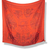 Hermes Grenaline/Corail/Rouge LA DANSE DU CHEVAL DE MARWARI by Annie Faivre Dip Dye Surteint Silk Twill Scarf Carre 90cm, NWT - poupishop