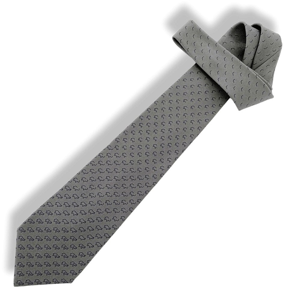 Hermes Grey Black Elephant DESSINE MOI Twill Silk Tie 9cm, New in Pochette! - poupishop