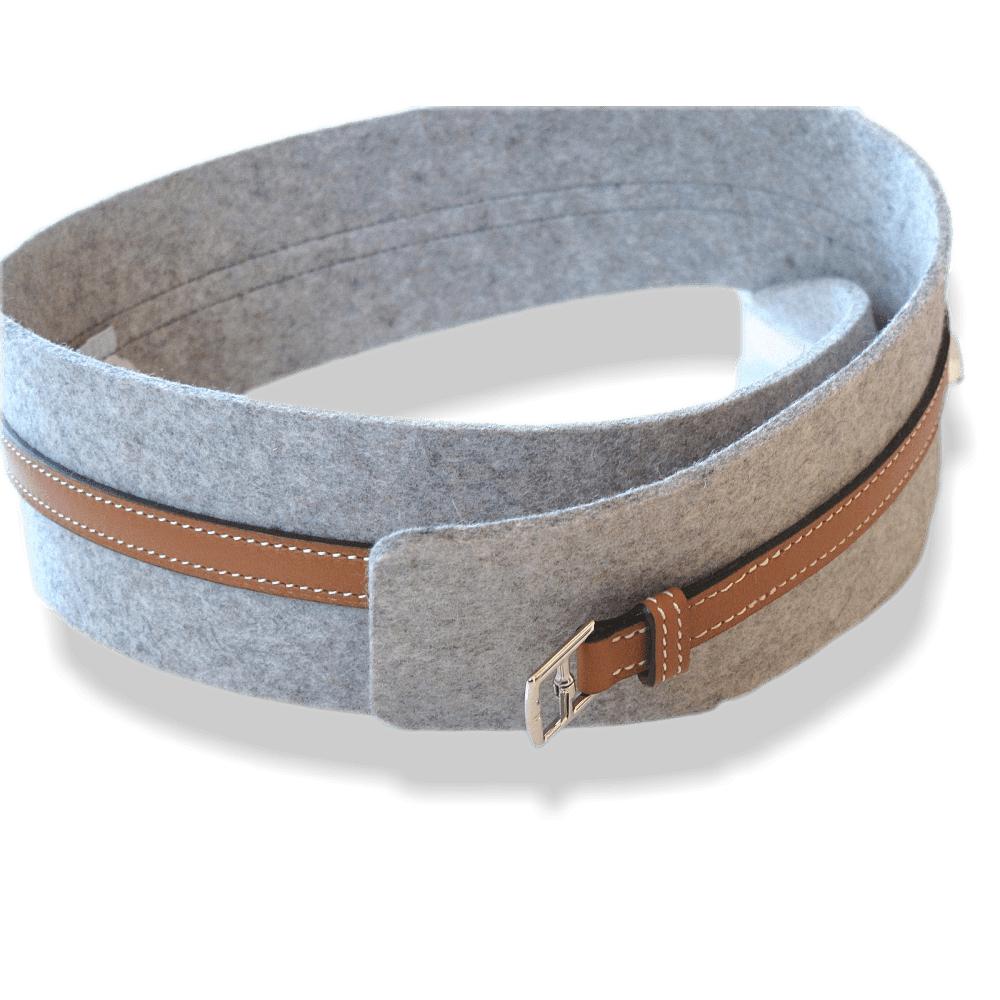 Hermes Grey Felt & Calfskin Fusion Women Belt sz85, NWT! - poupishop