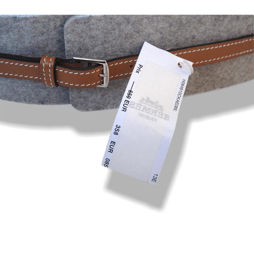 Hermes Grey Felt & Calfskin Fusion Women Belt sz85, NWT! - poupishop