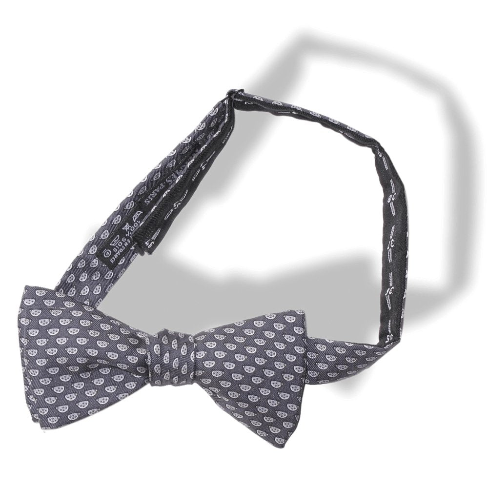 Hermes Grey Pearl Grey LADYBUGS Bow Tie Adjustable Size, New! - poupishop