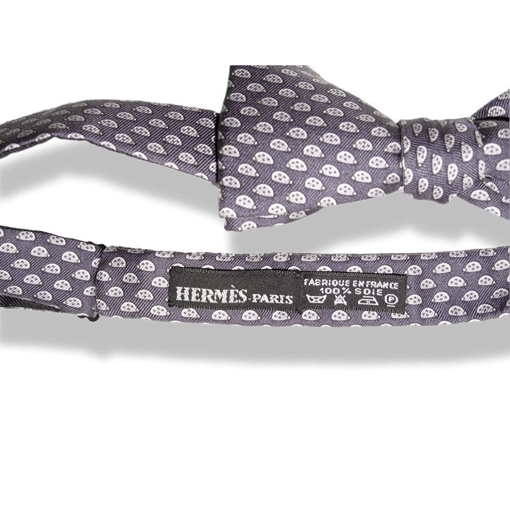 Hermes Grey Pearl Grey LADYBUGS Bow Tie Adjustable Size, New! - poupishop