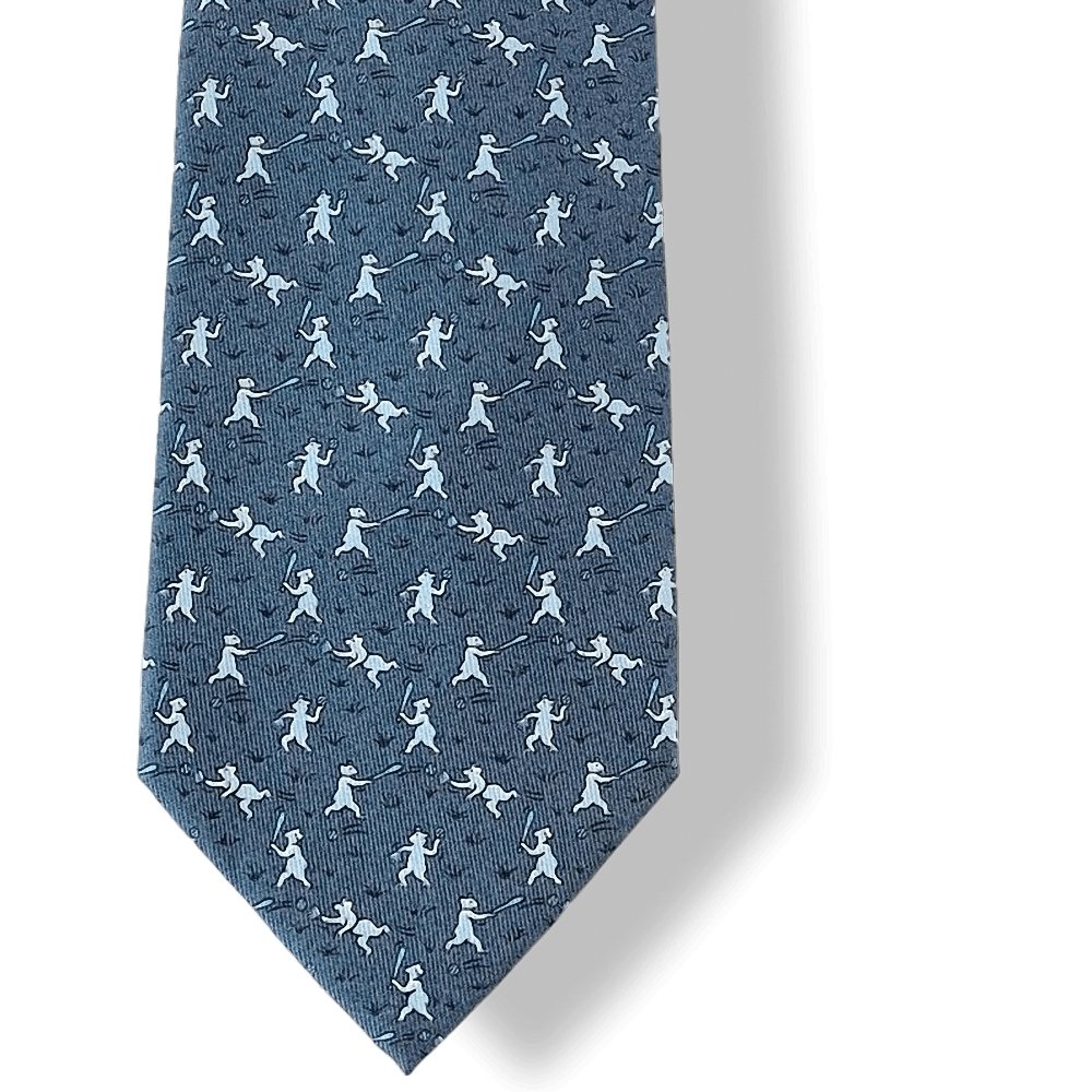 Hermes Grey Sky Azur TEDDY MAGGIO Twill Silk Tie, NWT in Pochette! - poupishop