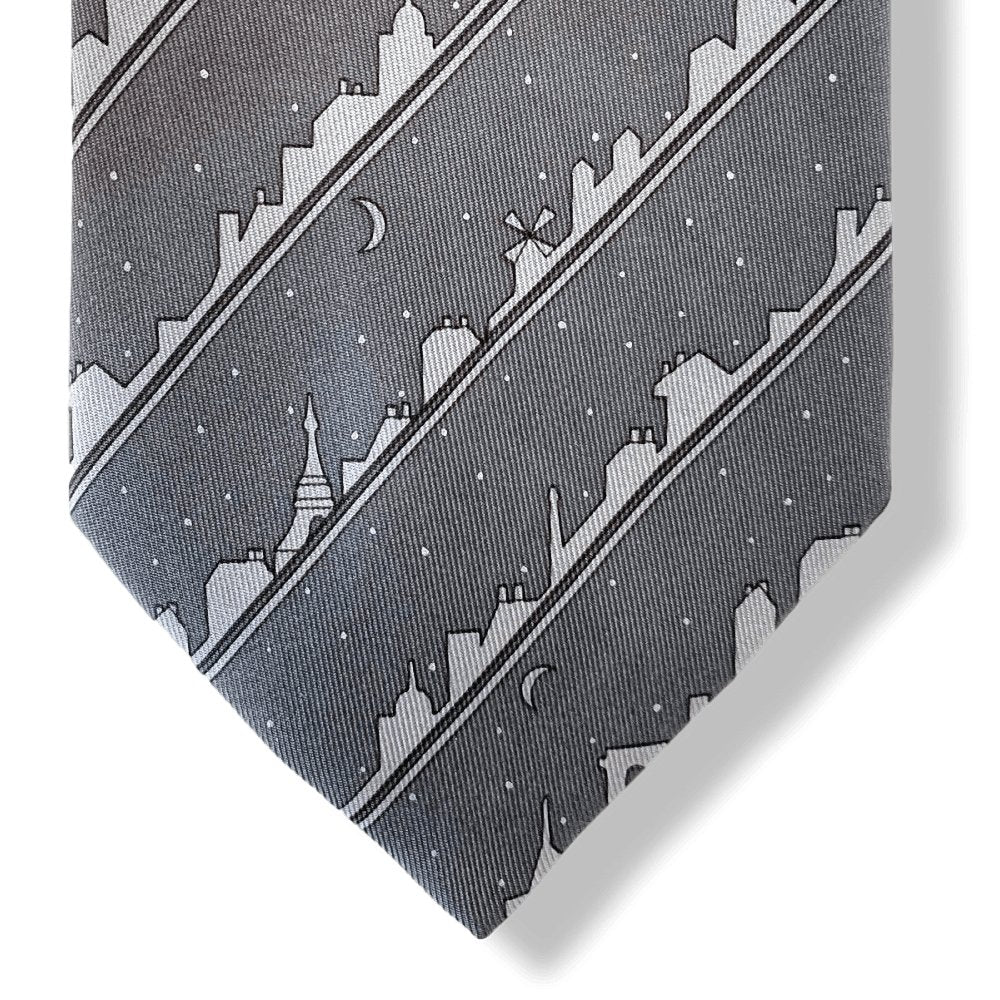 Hermes Grey Sous la Neige 100% Twill Silk Tie 9CM, NEW in Pochette! - poupishop