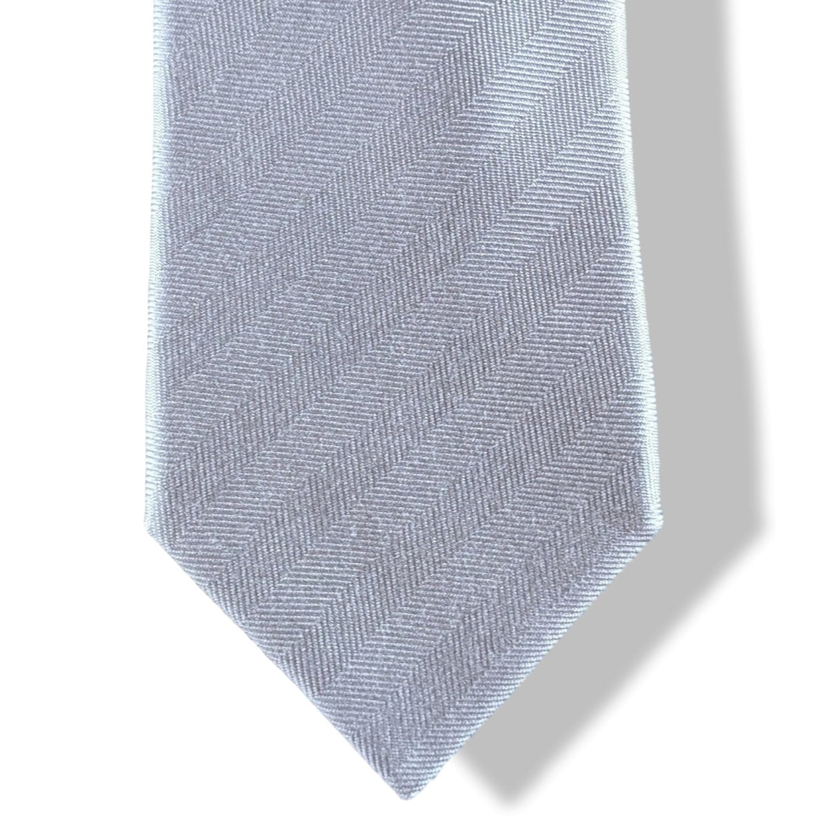 Hermes Gris Perle UNIE CHEVRON Silk Tie 7cm, NWT - poupishop