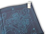 Hermes Gris/Tuquoise/Marine C'EST LA FETE by Daiske Nomura DOUBLE FACE Twill Scarf 90cm Rare, BNWT! - poupishop