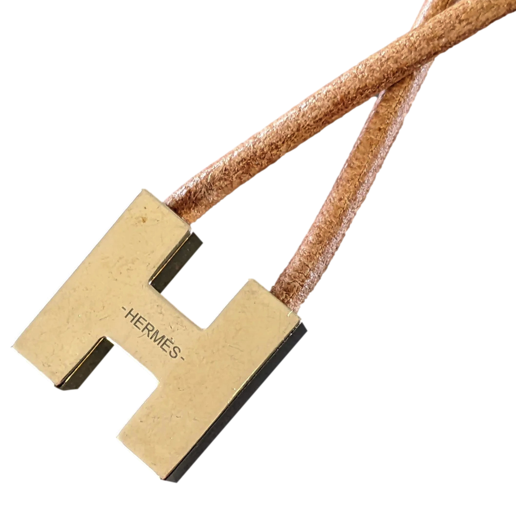 Hermes Rouge/Bleu/Vert Enamel "H" Leather Rope Necklace