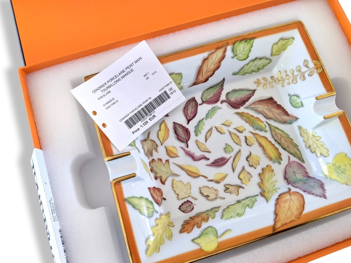Hermes [H2] Rare Mangue HAND PAINTED TOURBILLON Limoges Porcelain Cigar Ashtray GM, BNWTIB! - poupishop