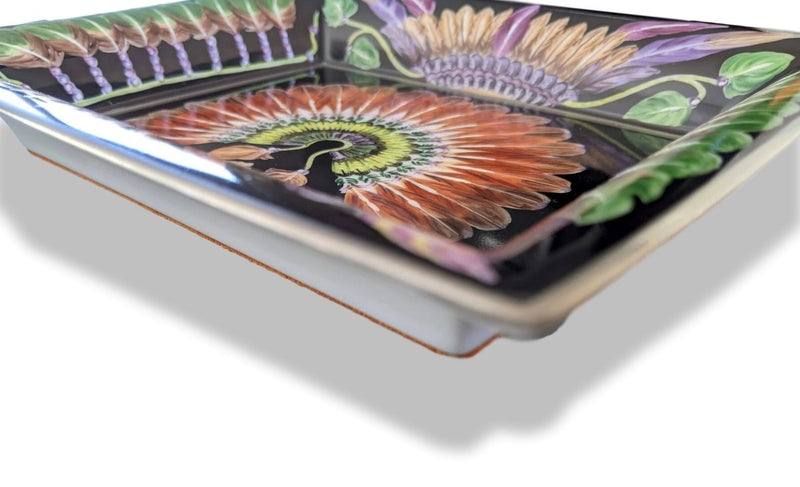 Hermes [H3] Home Rare Black Mango HAND PAINTED BRAZIL Limoges Porcelain Change Tray GM, Ret. €1400, BNWTIB! - poupishop