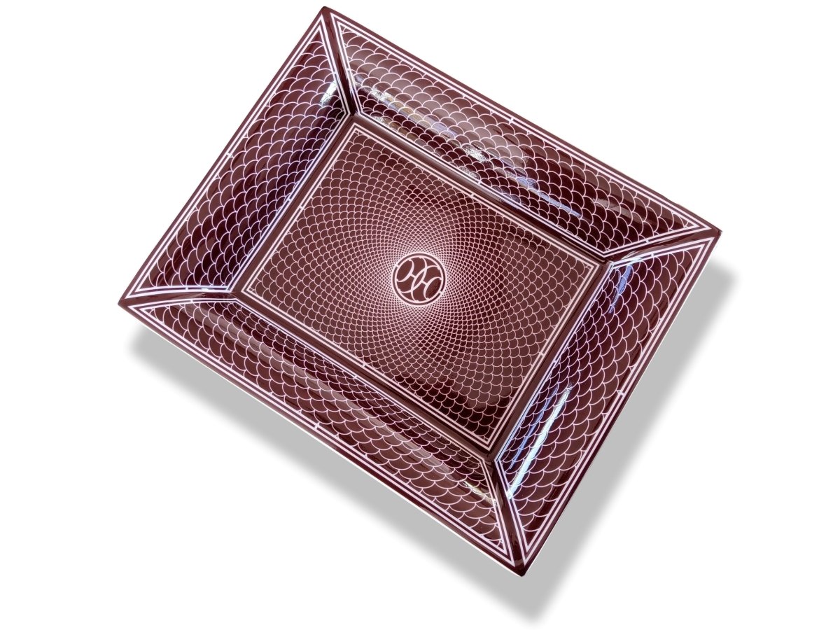 Hermes [H4] Rouge Art Deco H DECO Limoges Porcelain Change Tray GM, BNIB! - poupishop