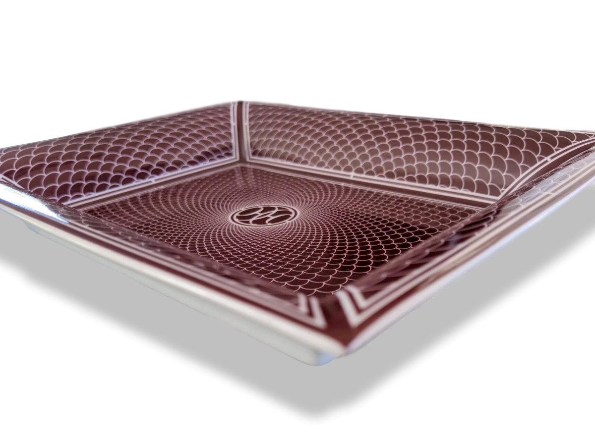 Hermes [H4] Rouge Art Deco H DECO Limoges Porcelain Change Tray GM, BNIB! - poupishop