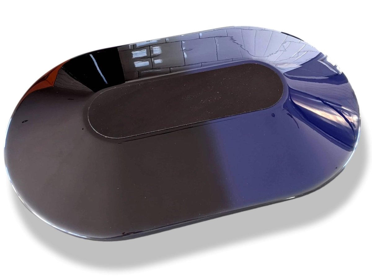Hermes [H7] Centerpiece Aubergine/Bleu Gentiane CENTRE DE TABLE DELOS LAQUE M, BNWTIB! - poupishop