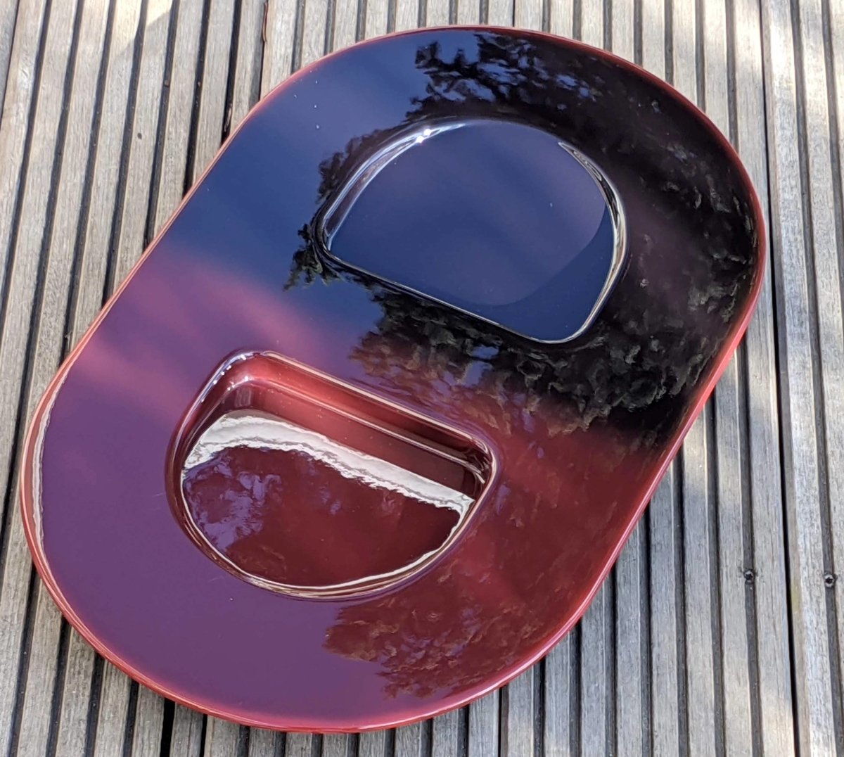 Hermes [H8] Centerpiece Aubergine/Framboise CENTRE DE TABLE DELOS LAQUE M, BNWTIB! - poupishop