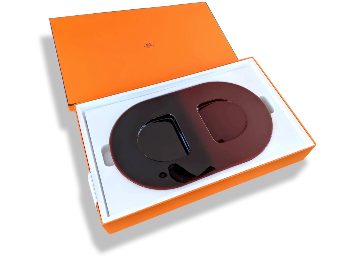 Hermes [H8] Centerpiece Aubergine/Framboise CENTRE DE TABLE DELOS LAQUE M, BNWTIB! - poupishop