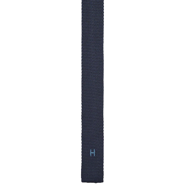 Hermes Marine/Azur "Harnais de Cabriolet" by Cyrille Diatkine Tricot de Soie Embroidered Tie 6 cm