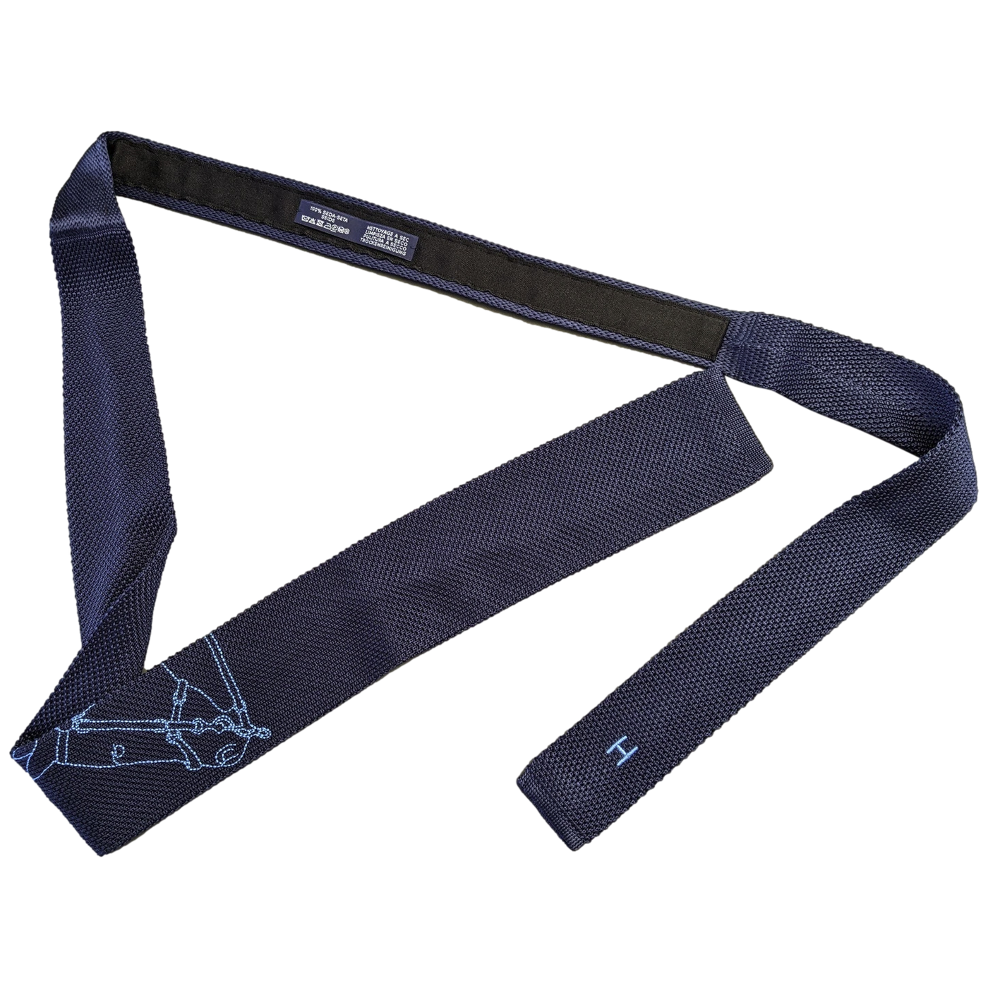 新品未使用✨HERMES 高級ネクタイ HARNAIS DE CABRIOLET Hermes Marine/Azur 