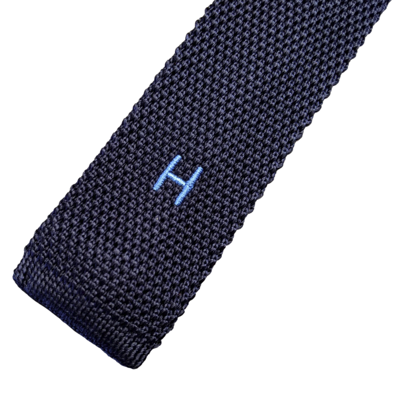 Hermes Marine/Azur "Harnais de Cabriolet" by Cyrille Diatkine Tricot de Soie Embroidered Tie 6 cm