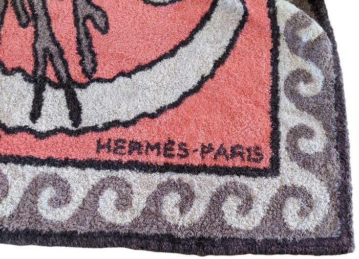 Produits Hermes Vintage "Hippocampes" Tapis de Plage Terry Beach Towel 90 x 150 cm