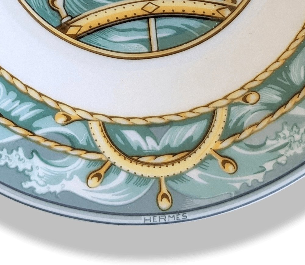 Hermes Home Green White Porcelain of Limoges PATCHWORK Set of 1 Coffee Cup & Saucer, BNWTIB!! - poupishop