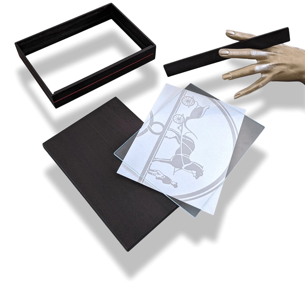 Hermes Home HORIZONTAL DESKTOP PHOTO FRAME WITH LEATHER LINE in Solid Wood 22 x 16 x 3,5 cm, New! - poupishop