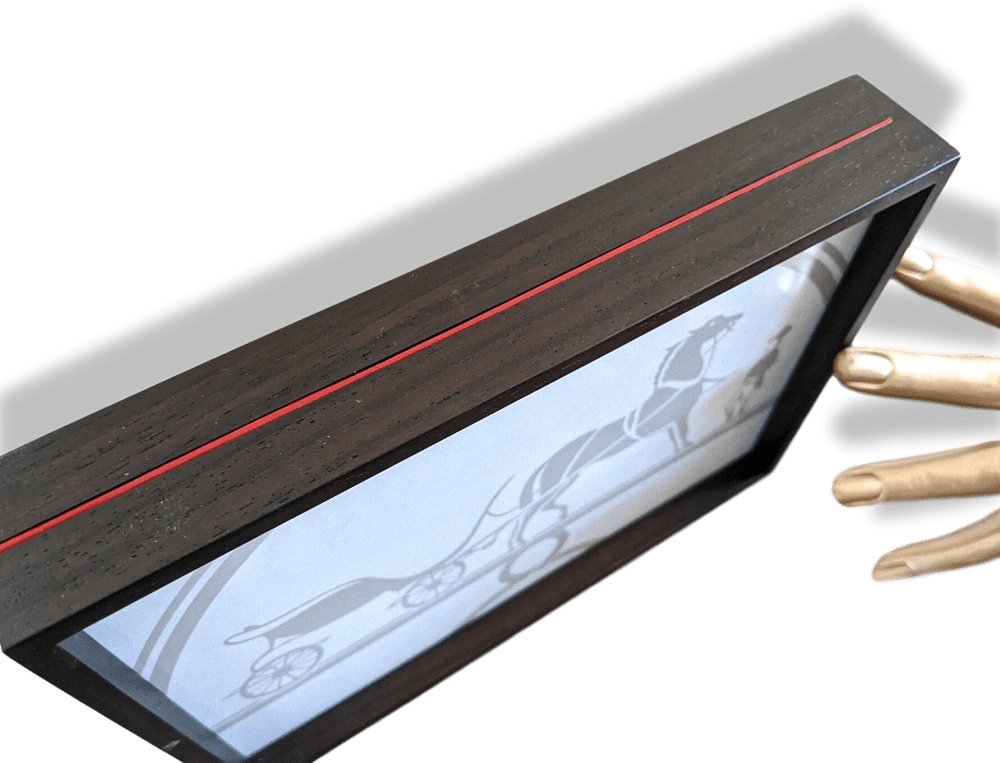 Hermes Home HORIZONTAL DESKTOP PHOTO FRAME WITH LEATHER LINE in Solid Wood 22 x 16 x 3,5 cm, New! - poupishop