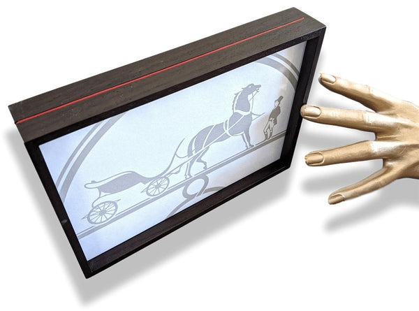 Hermes Home HORIZONTAL DESKTOP PHOTO FRAME WITH LEATHER LINE in Solid Wood 22 x 16 x 3,5 cm, New! - poupishop