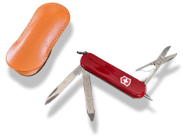 Hermes Home Orange Multifunctional Pocket knife in Calfskin Case, New! - poupishop