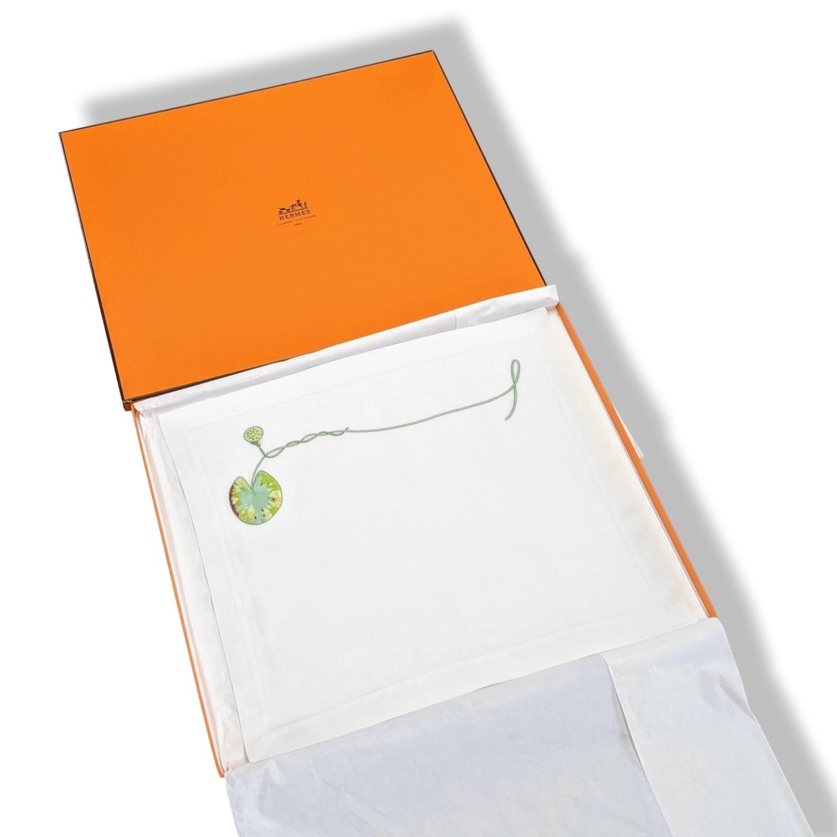 Hermes Home White Embroidered CAPUCINE Set de Table 3 x 1 Pc, Box! - poupishop